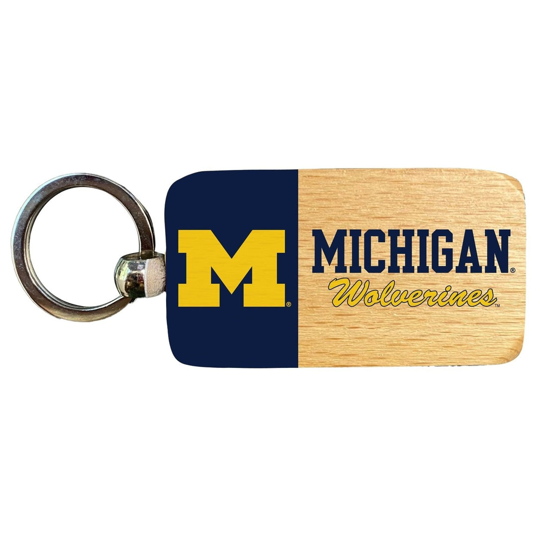 Michigan Wolverines 2.5 x 1-Inch Wooden Keychain Officially Licensed Collegiate Product Image 1