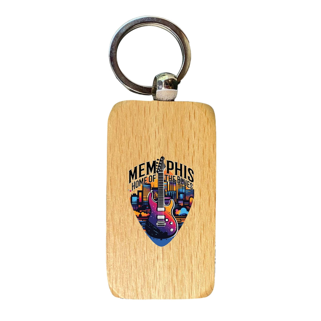 Memphis Tennessee Design B Souvenir 2.5x1-Inch Souvenir Wooden Keychain Image 1