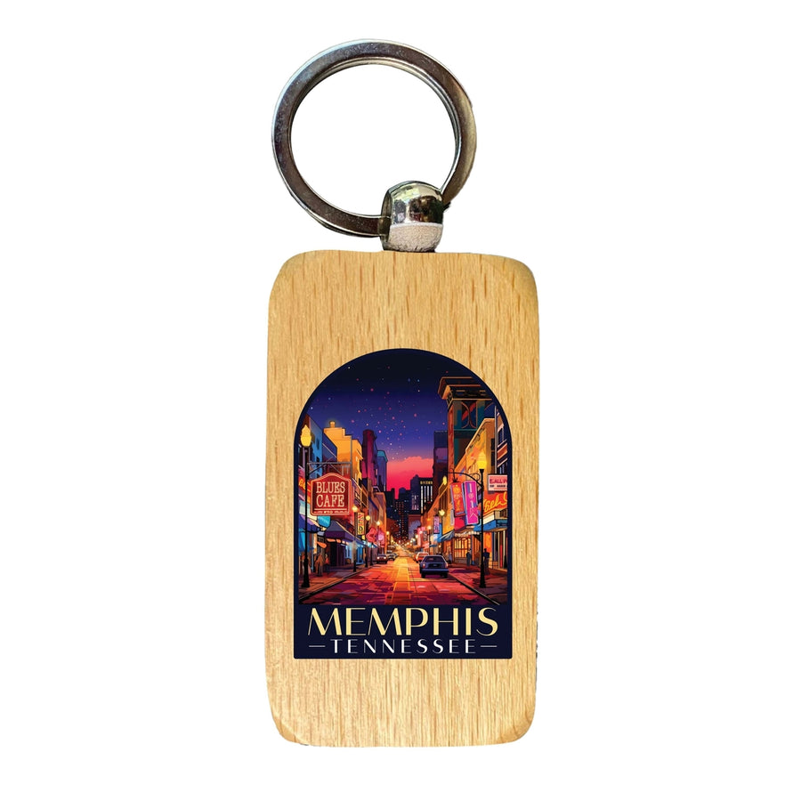 Memphis Tennessee Design C Souvenir 2.5x1-Inch Souvenir Wooden Keychain Image 1