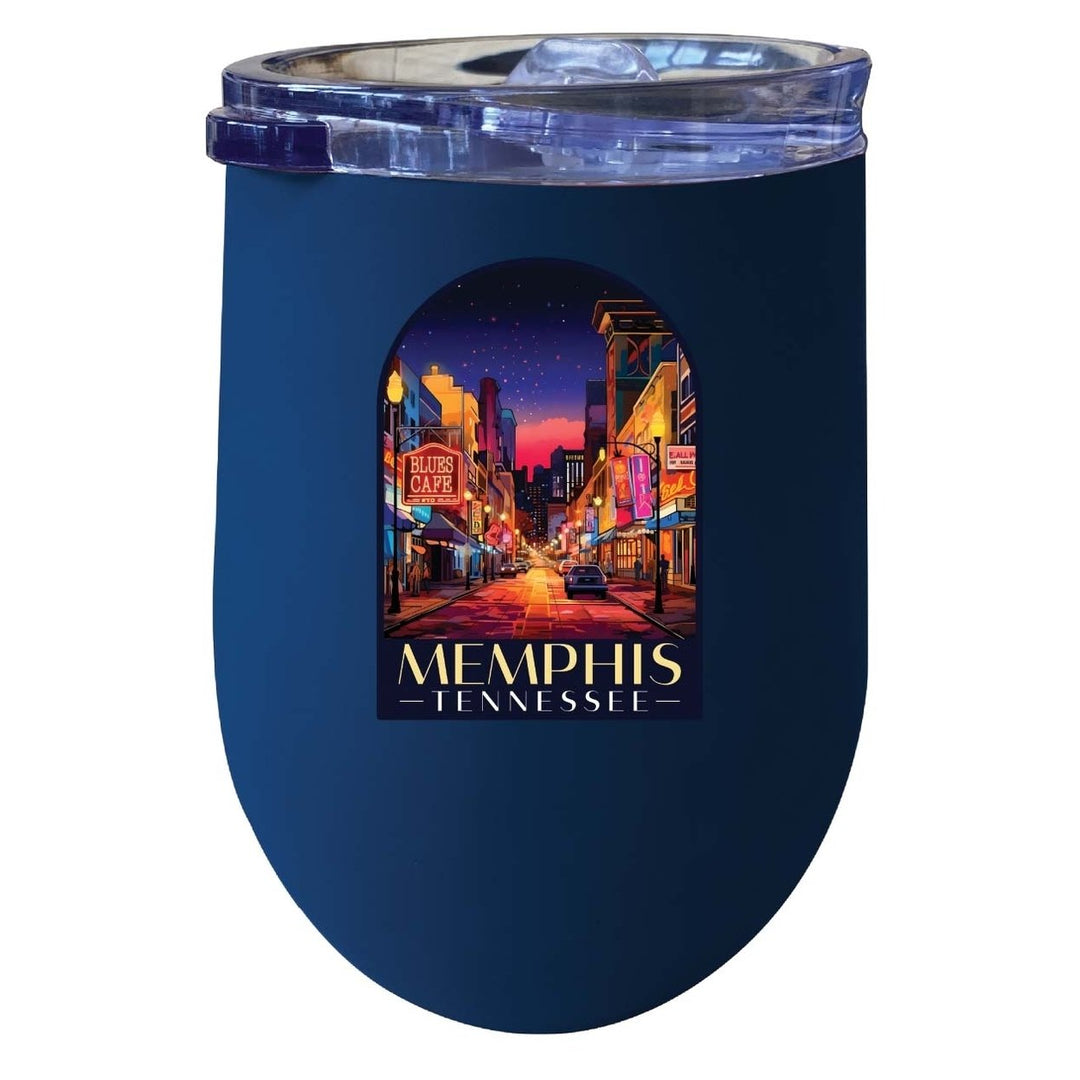 Memphis Tennessee Design C Souvenir 12 oz Insulated Wine Stainless Steel Tumbler Image 1