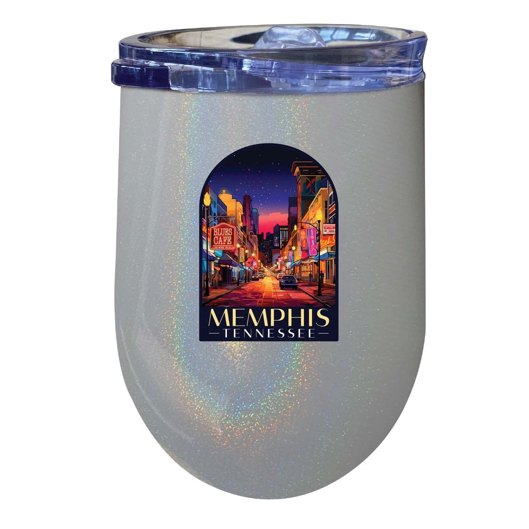 Memphis Tennessee Design C Souvenir 12 oz Insulated Wine Stainless Steel Tumbler Image 1