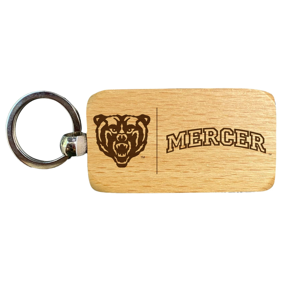 Mercer University 2.5 x 1-Inch Engraved Wooden Keychain Officially Licensed Collegiate Product Image 1