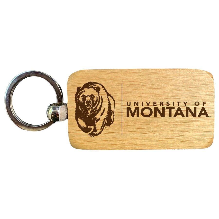 Montana University 2.5 x 1-Inch Engraved Wooden Keychain Officially Licensed Collegiate Product Image 1