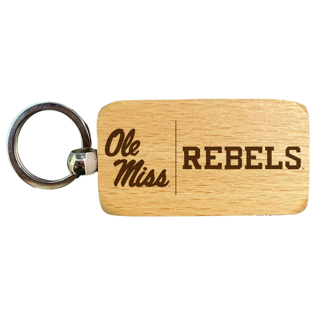 Mississippi Rebels "Ole Miss" 2.5 x 1-Inch Engraved Wooden Keychain Officially Licensed Collegiate Product Image 1