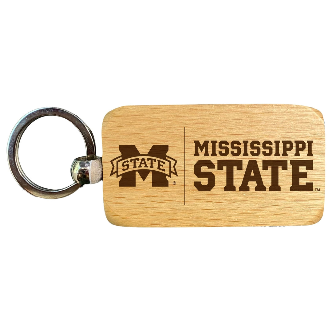 Mississippi State Bulldogs 2.5 x 1-Inch Engraved Wooden Keychain Officially Licensed Collegiate Product Image 1