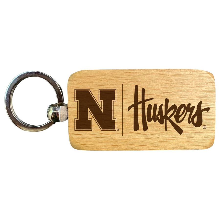 Nebraska Cornhuskers 2.5 x 1-Inch Engraved Wooden Keychain Officially Licensed Collegiate Product Image 1