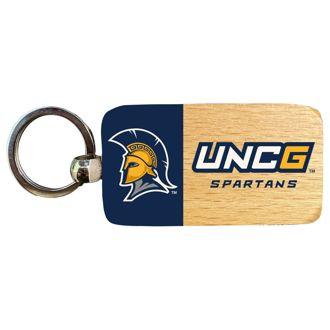 North Carolina Greensboro Spartans 2.5 x 1-Inch Wooden Keychain Officially Licensed Collegiate Product Image 1