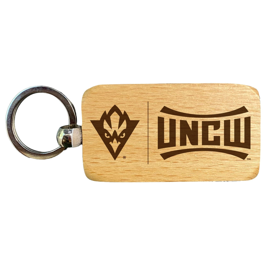 North Carolina Wilmington Seahawks 2.5 x 1-Inch Engraved Wooden Keychain Officially Licensed Collegiate Product Image 1