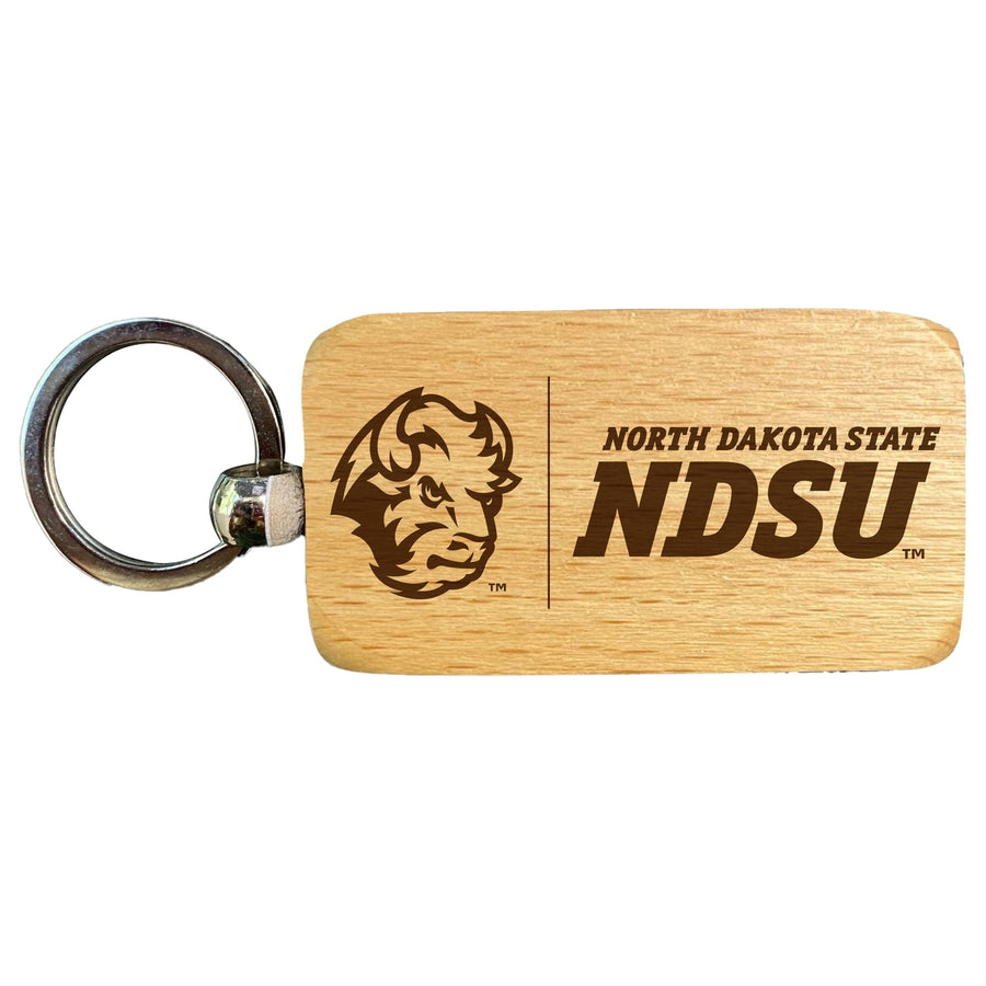 North Dakota State Bison 2.5 x 1-Inch Engraved Wooden Keychain Officially Licensed Collegiate Product Image 1