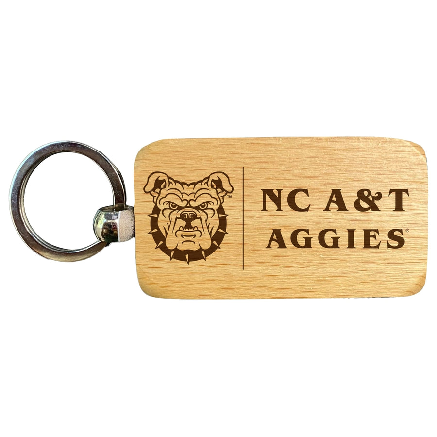 North Carolina AandT State Aggies 2.5 x 1-Inch Engraved Wooden Keychain Officially Licensed Collegiate Product Image 1