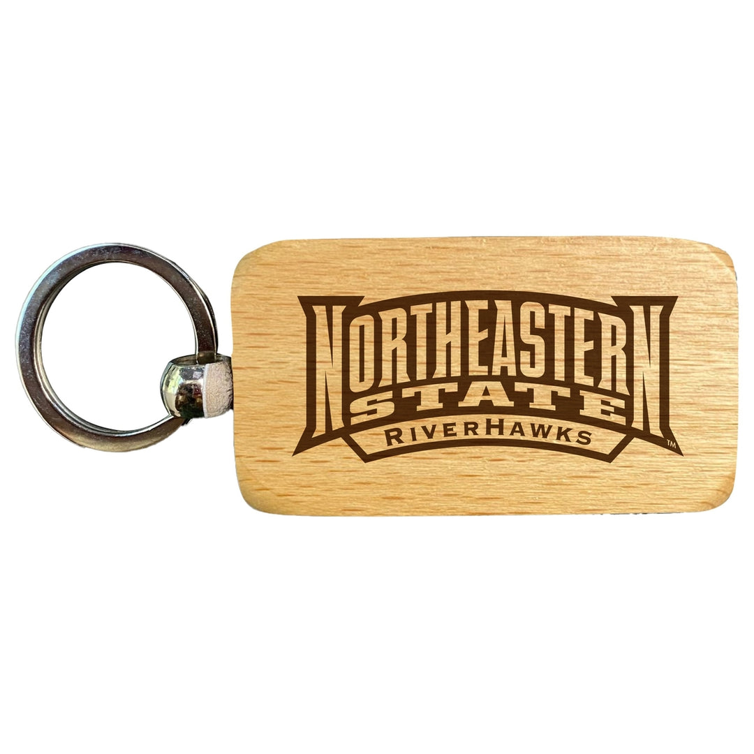 Northeastern State University Riverhawks 2.5 x 1-Inch Engraved Wooden Keychain Officially Licensed Collegiate Product Image 1