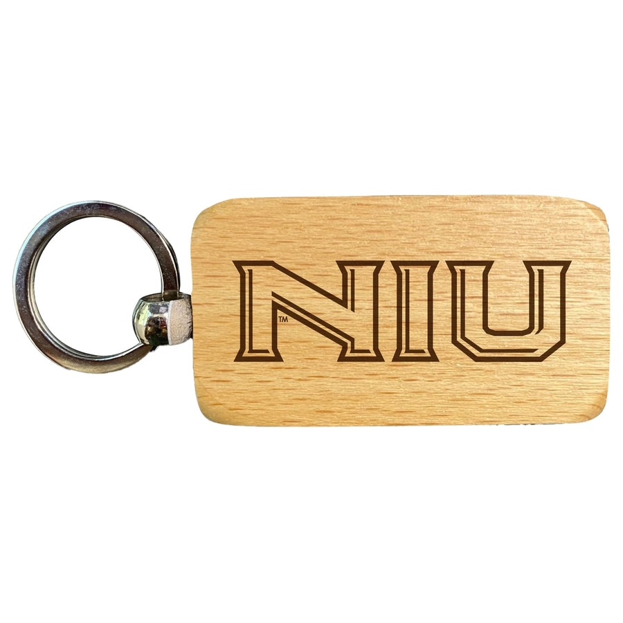 Northern Illinois Huskies 2.5 x 1-Inch Engraved Wooden Keychain Officially Licensed Collegiate Product Image 1