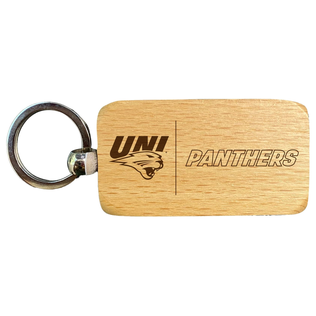 Northern Iowa Panthers 2.5 x 1-Inch Engraved Wooden Keychain Officially Licensed Collegiate Product Image 1