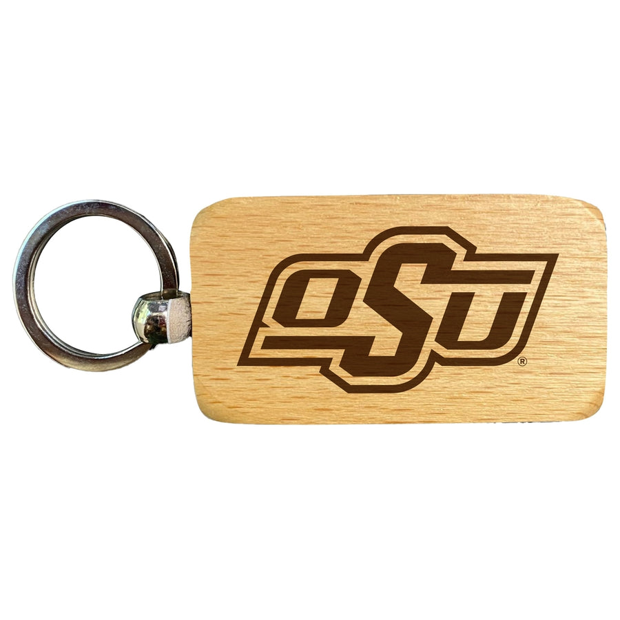 Oklahoma State Cowboys 2.5 x 1-Inch Engraved Wooden Keychain Officially Licensed Collegiate Product Image 1