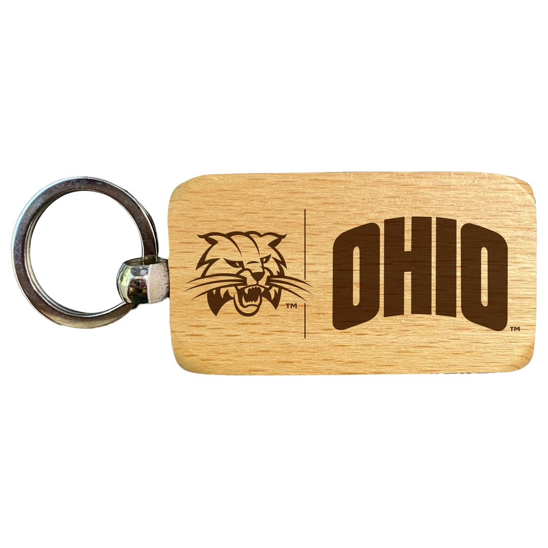 Ohio University 2.5 x 1-Inch Engraved Wooden Keychain Officially Licensed Collegiate Product Image 1