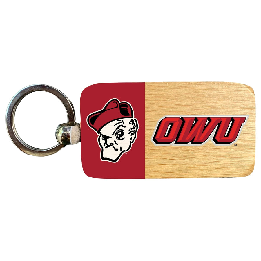 Ohio Wesleyan University 2.5 x 1-Inch Wooden Keychain Officially Licensed Collegiate Product Image 1