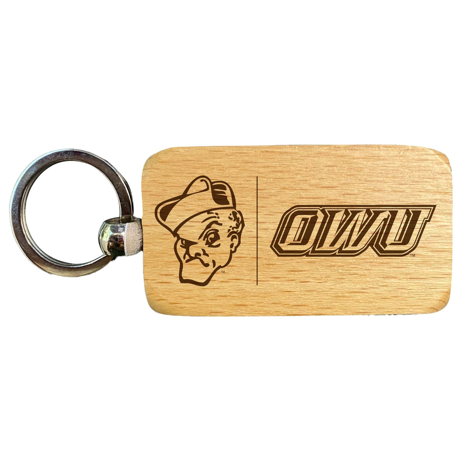 Ohio Wesleyan University 2.5 x 1-Inch Engraved Wooden Keychain Officially Licensed Collegiate Product Image 1