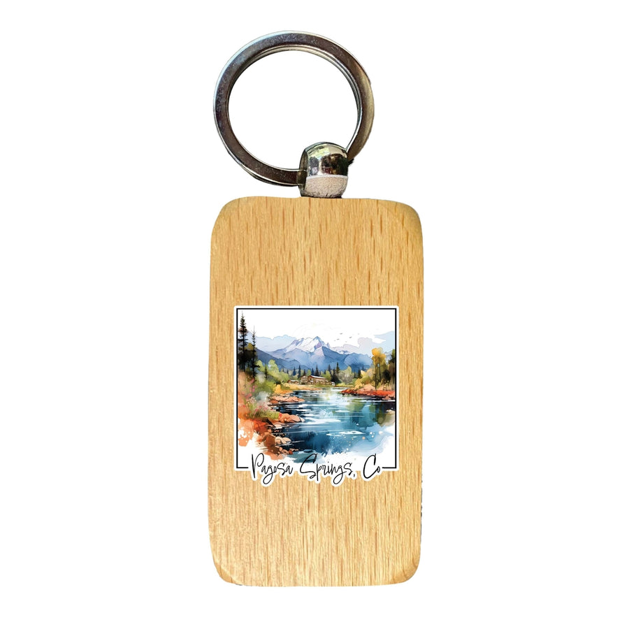 Pagosa Springs Colorado Design A Souvenir 2.5x1-Inch Souvenir Wooden Keychain Image 1