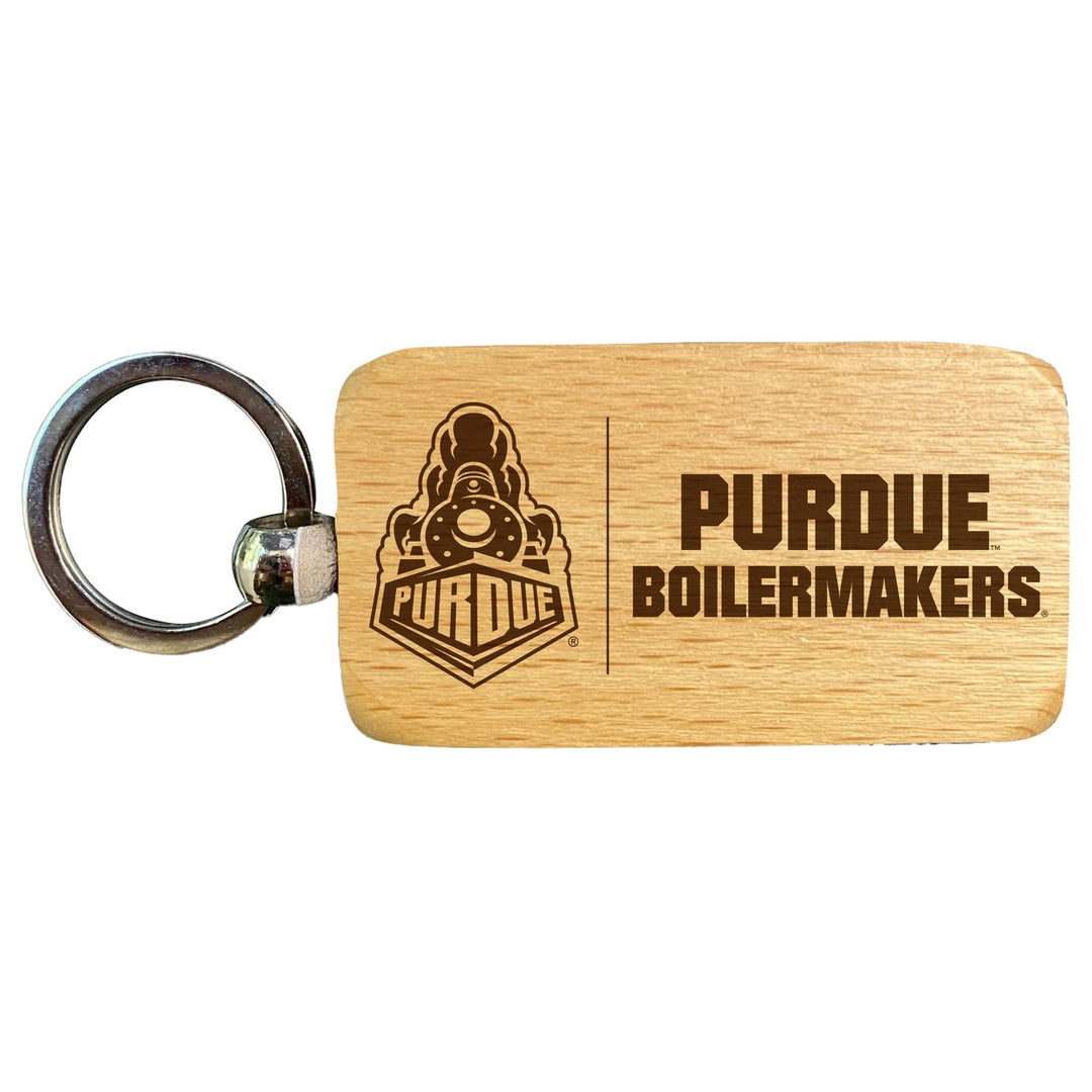 Purdue Boilermakers 2.5 x 1-Inch Engraved Wooden Keychain Officially Licensed Collegiate Product Image 1