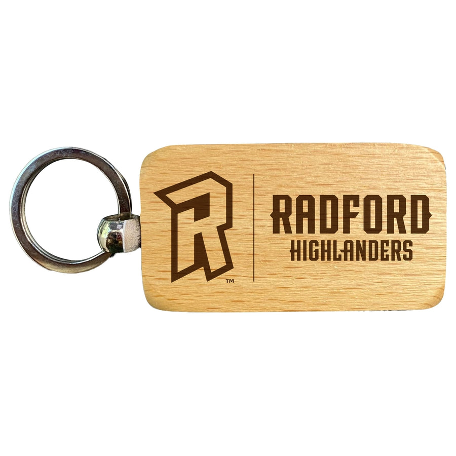 Radford University Highlanders 2.5 x 1-Inch Engraved Wooden Keychain Officially Licensed Collegiate Product Image 1