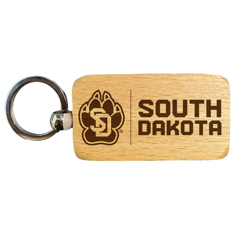 South Dakota Coyotes 2.5 x 1-Inch Engraved Wooden Keychain Officially Licensed Collegiate Product Image 1