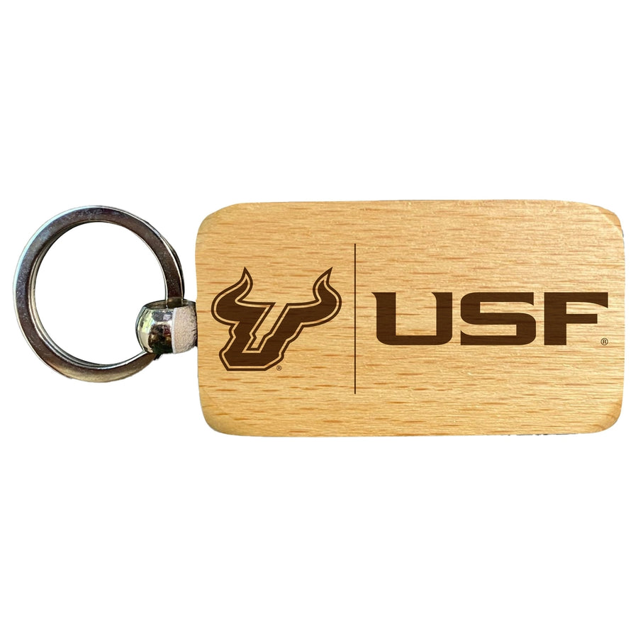 South Florida Bulls 2.5 x 1-Inch Engraved Wooden Keychain Officially Licensed Collegiate Product Image 1