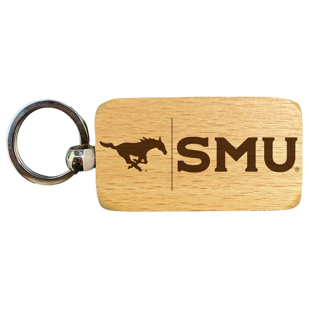 Southern Methodist University 2.5 x 1-Inch Engraved Wooden Keychain Officially Licensed Collegiate Product Image 1