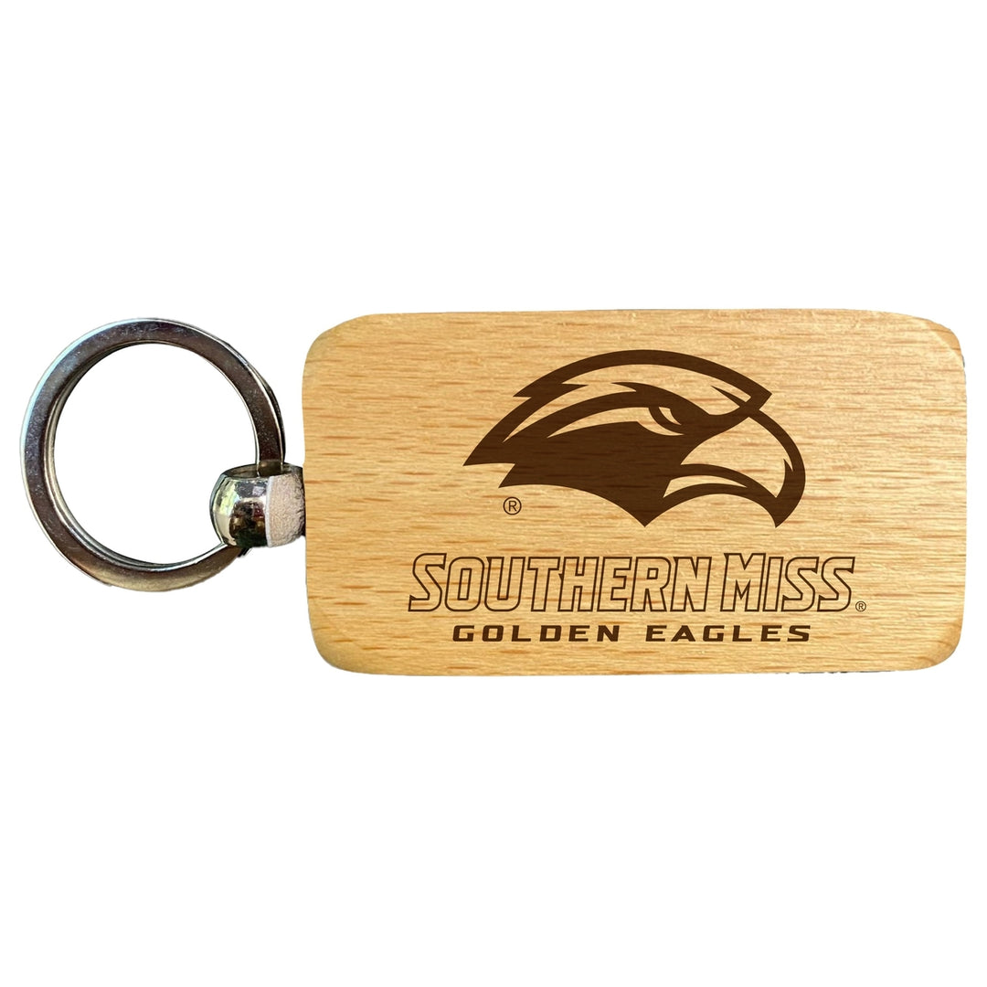 Southern Mississippi Golden Eagles 2.5 x 1-Inch Engraved Wooden Keychain Officially Licensed Collegiate Product Image 1