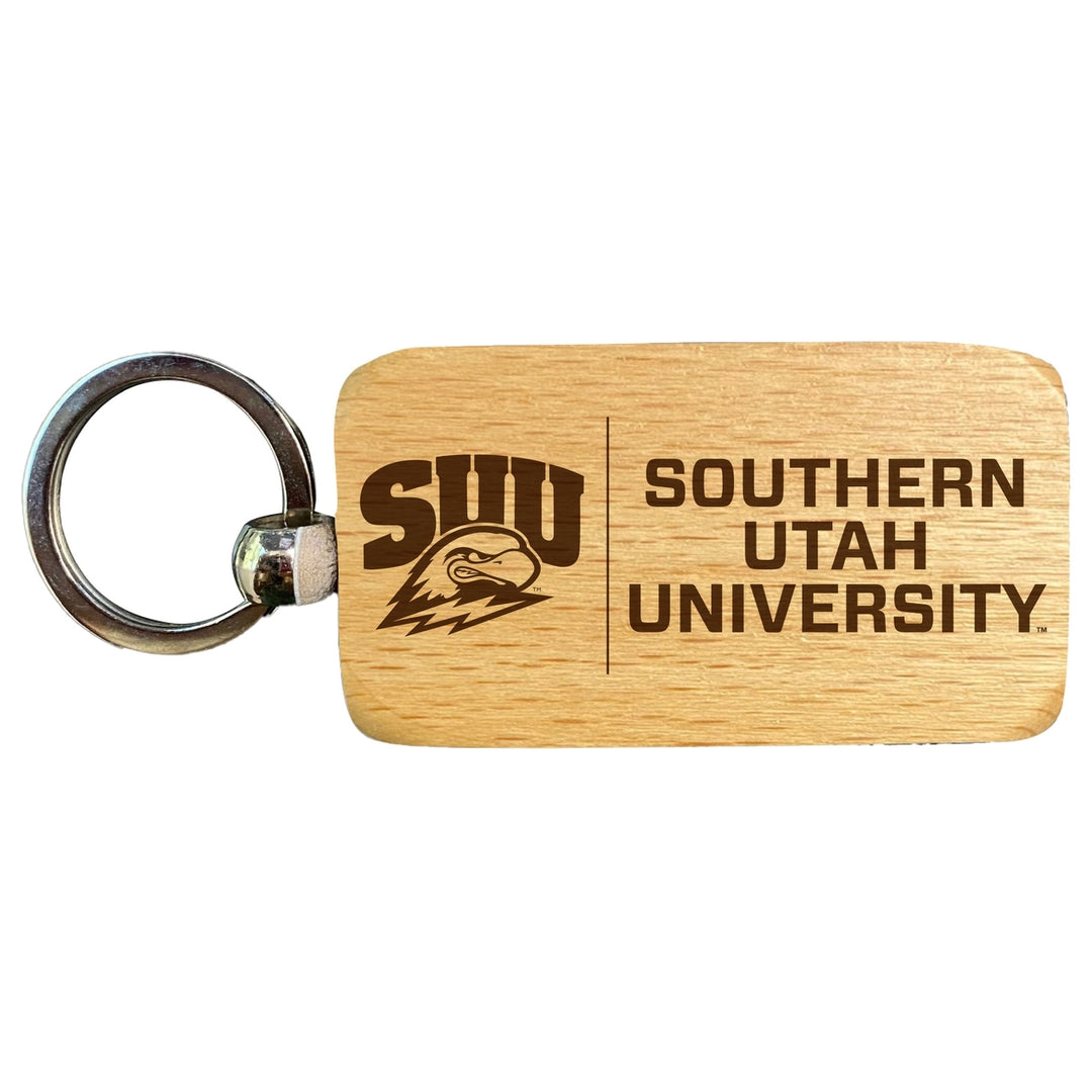 Southern Utah University 2.5 x 1-Inch Engraved Wooden Keychain Officially Licensed Collegiate Product Image 1