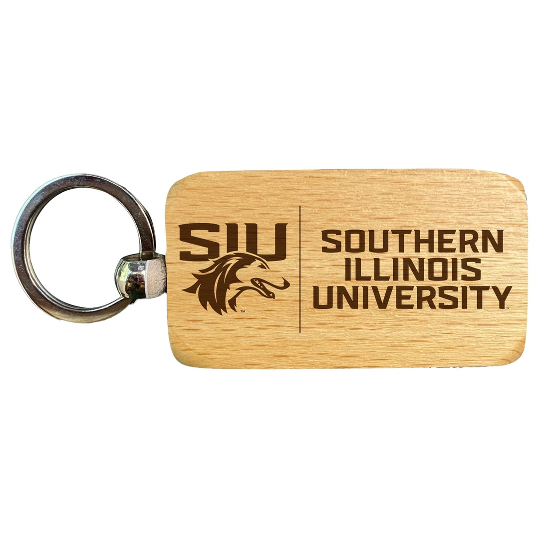 Southern Illinois Salukis 2.5 x 1-Inch Engraved Wooden Keychain Officially Licensed Collegiate Product Image 1