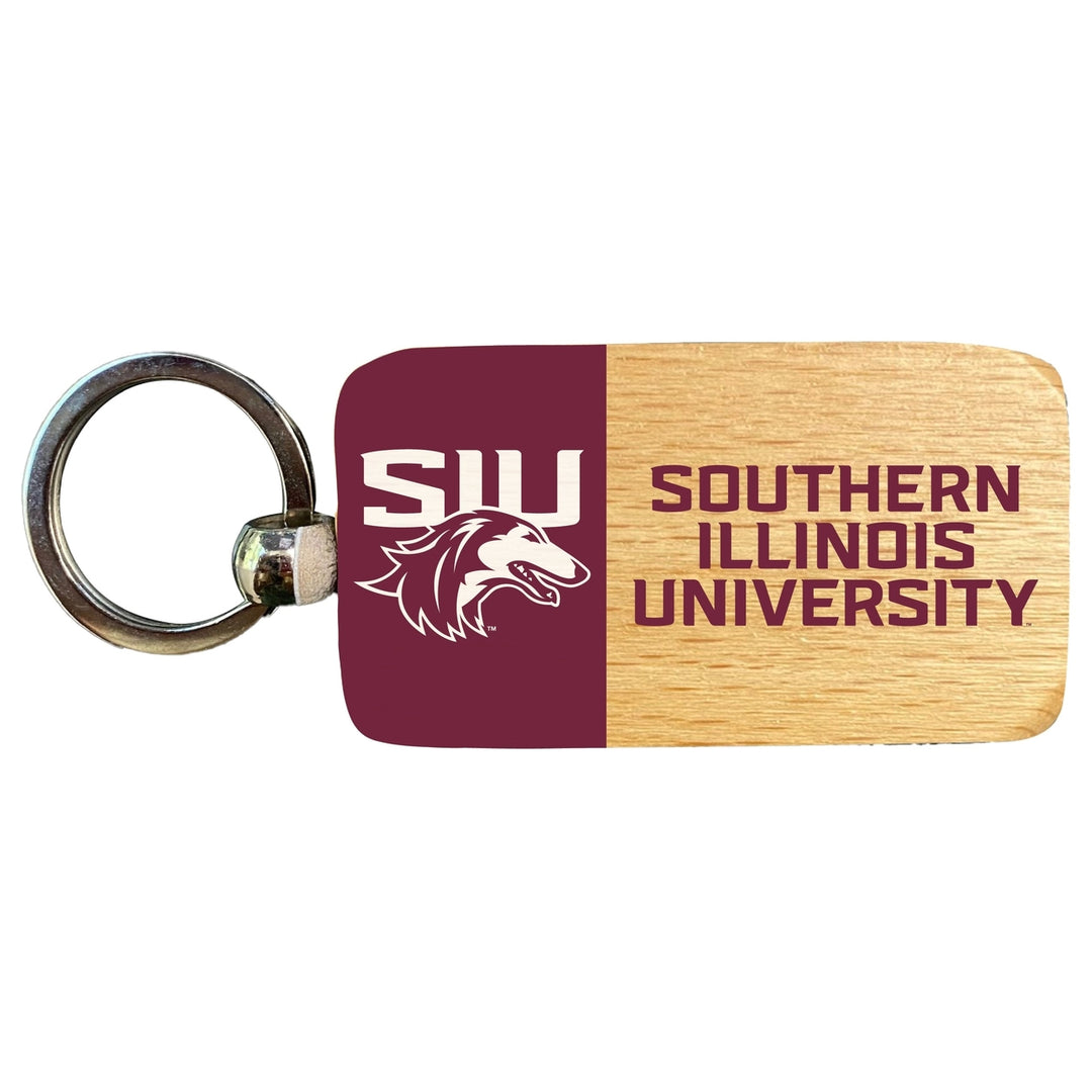 Southern Illinois Salukis 2.5 x 1-Inch Wooden Keychain Officially Licensed Collegiate Product Image 1