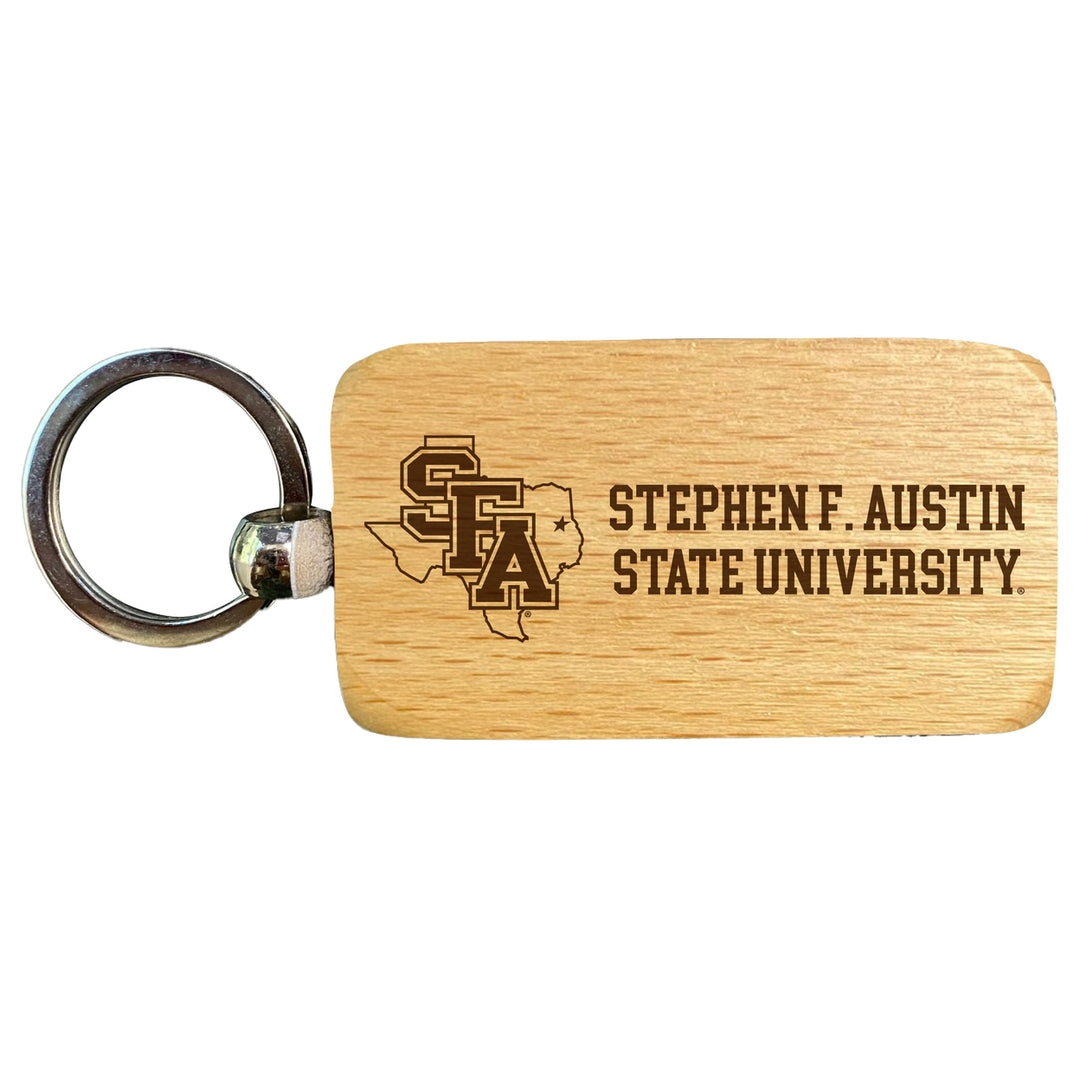 Stephen F. Austin State University 2.5 x 1-Inch Engraved Wooden Keychain Officially Licensed Collegiate Product Image 1