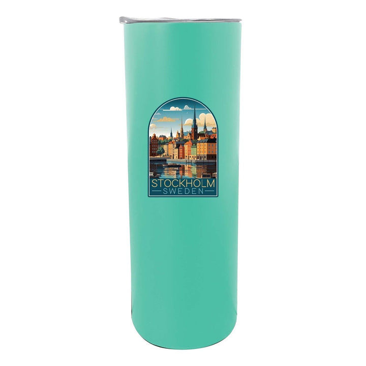 Stockholm Sweden Design A Souvenir 20 oz Insulated Stainless Steel Skinny Tumbler Image 2