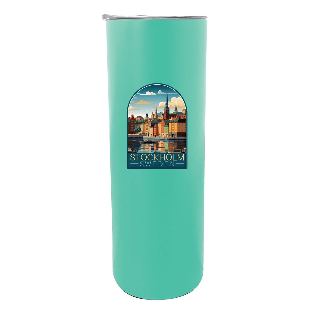 Stockholm Sweden Design A Souvenir 20 oz Insulated Stainless Steel Skinny Tumbler Image 1