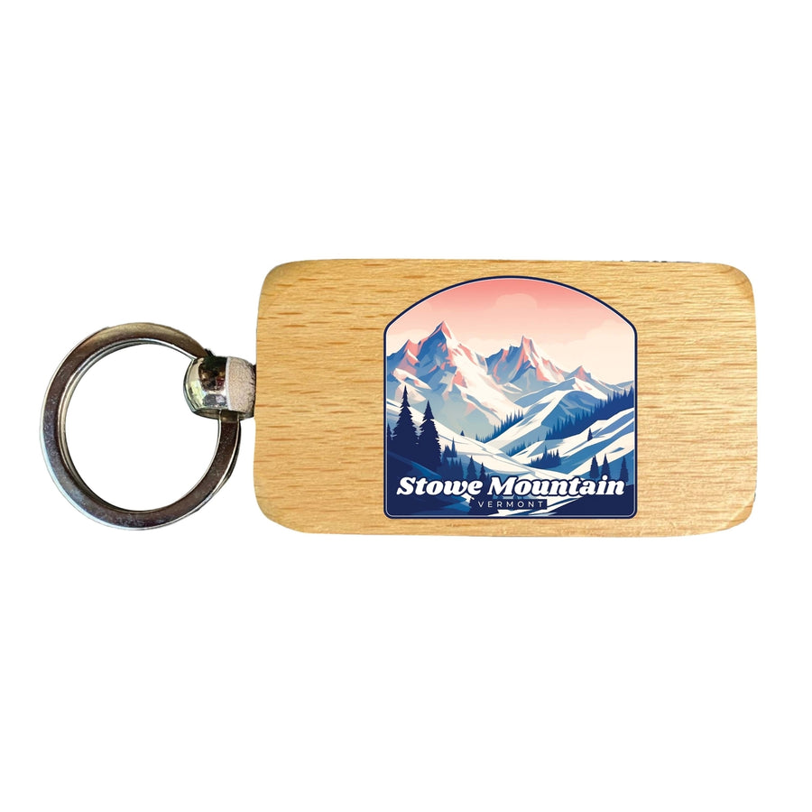 Stowe Mountain Vermont Design A Souvenir 2.5x1-Inch Souvenir Wooden Keychain Image 1