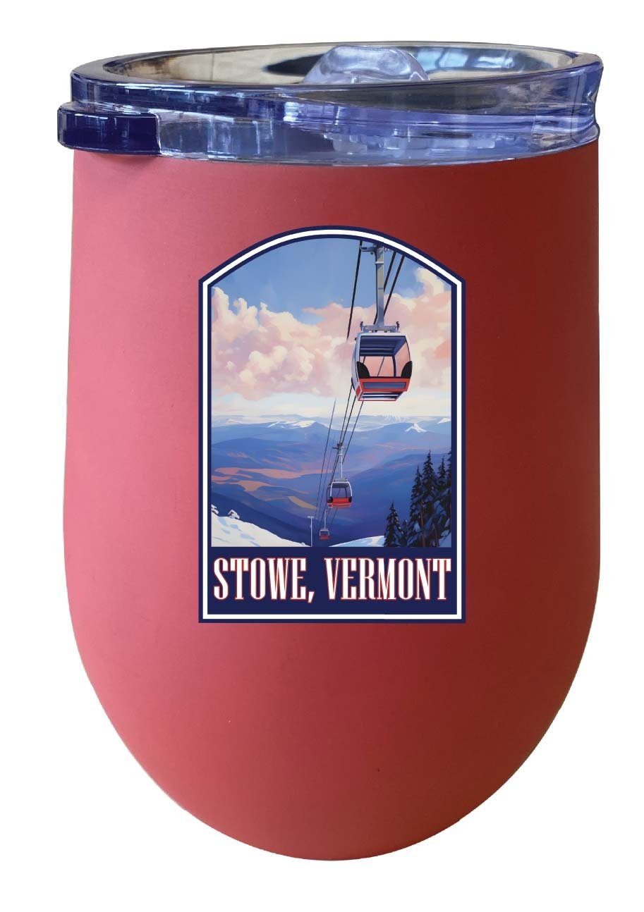 Stowe Mountain Vermont Design B Souvenir 12 oz Insulated Wine Stainless Steel Tumbler Image 1