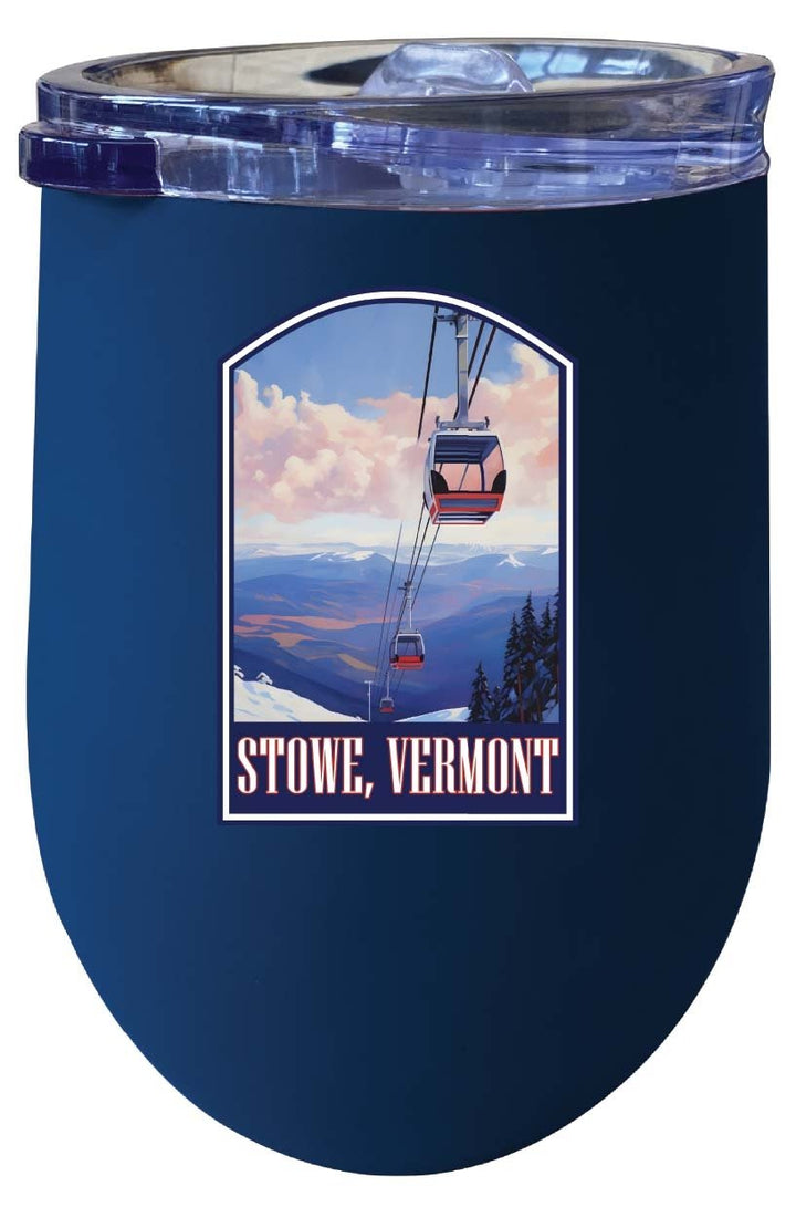 Stowe Mountain Vermont Design B Souvenir 12 oz Insulated Wine Stainless Steel Tumbler Image 4