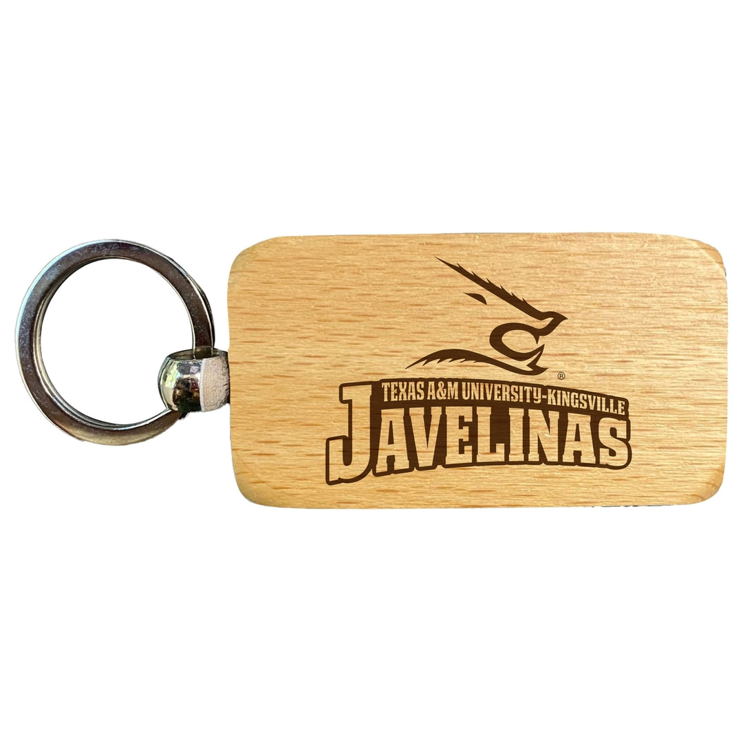 Texas AandM Kingsville Javelinas 2.5 x 1-Inch Engraved Wooden Keychain Officially Licensed Collegiate Product Image 1