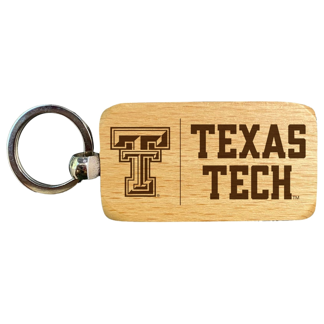 Texas Tech Red Raiders 2.5 x 1-Inch Engraved Wooden Keychain Officially Licensed Collegiate Product Image 1