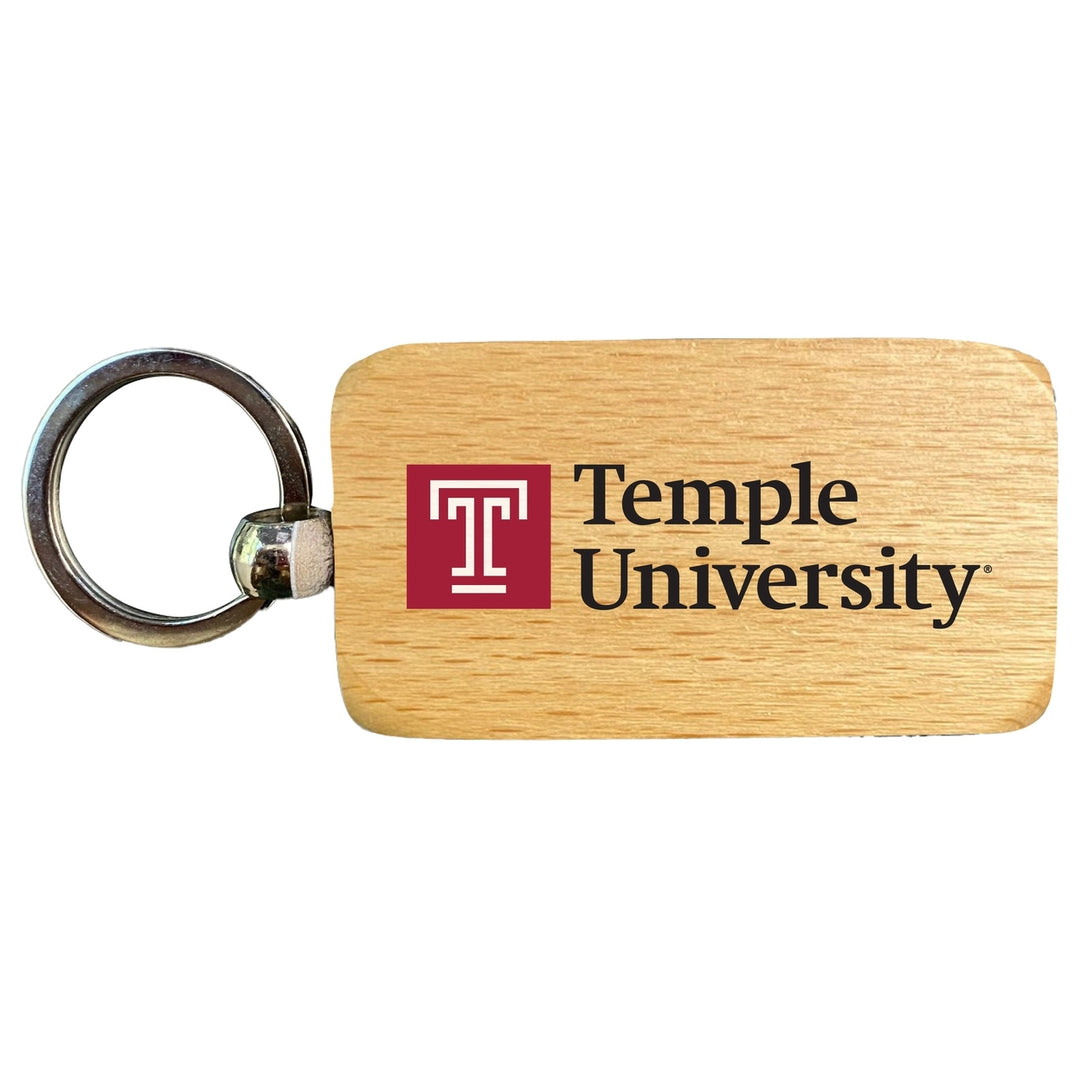 Temple University 2.5 x 1-Inch Wooden Keychain Officially Licensed Collegiate Product Image 1