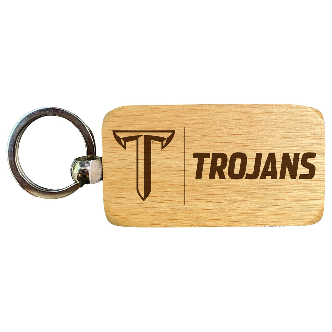 Troy University 2.5 x 1-Inch Engraved Wooden Keychain Officially Licensed Collegiate Product Image 1