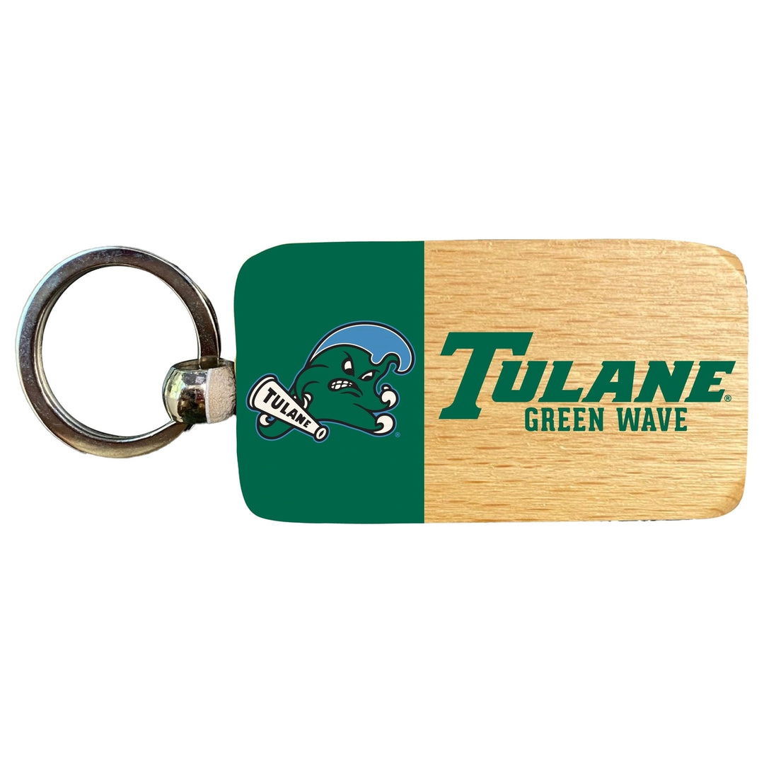 Tulane University Green Wave 2.5 x 1-Inch Wooden Keychain Officially Licensed Collegiate Product Image 1