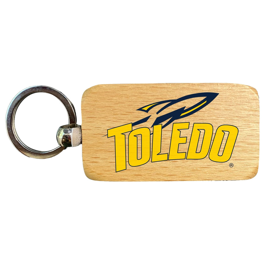 Toledo Rockets 2.5 x 1-Inch Wooden Keychain Officially Licensed Collegiate Product Image 1