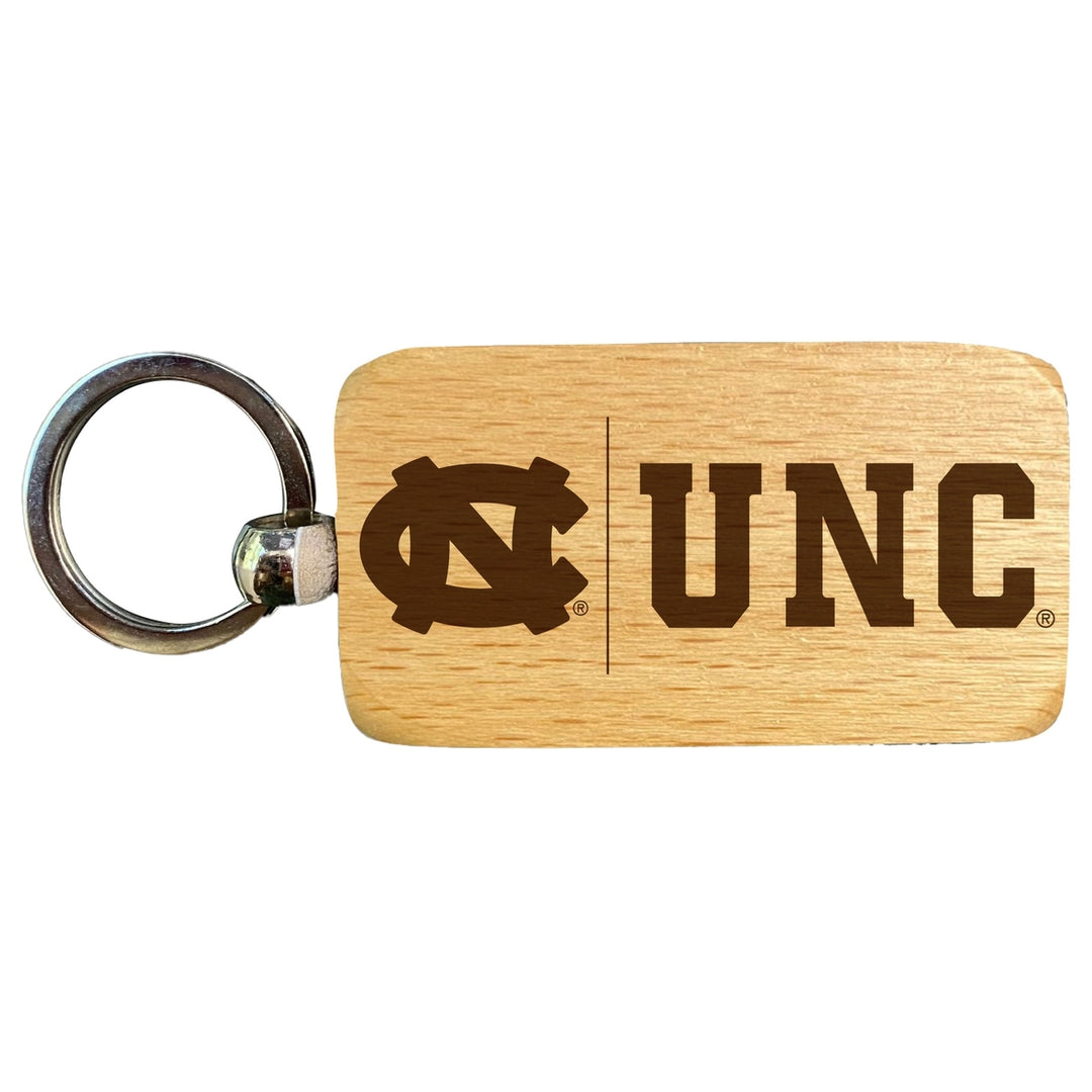 UNC Tar Heels 2.5 x 1-Inch Engraved Wooden Keychain Officially Licensed Collegiate Product Image 1