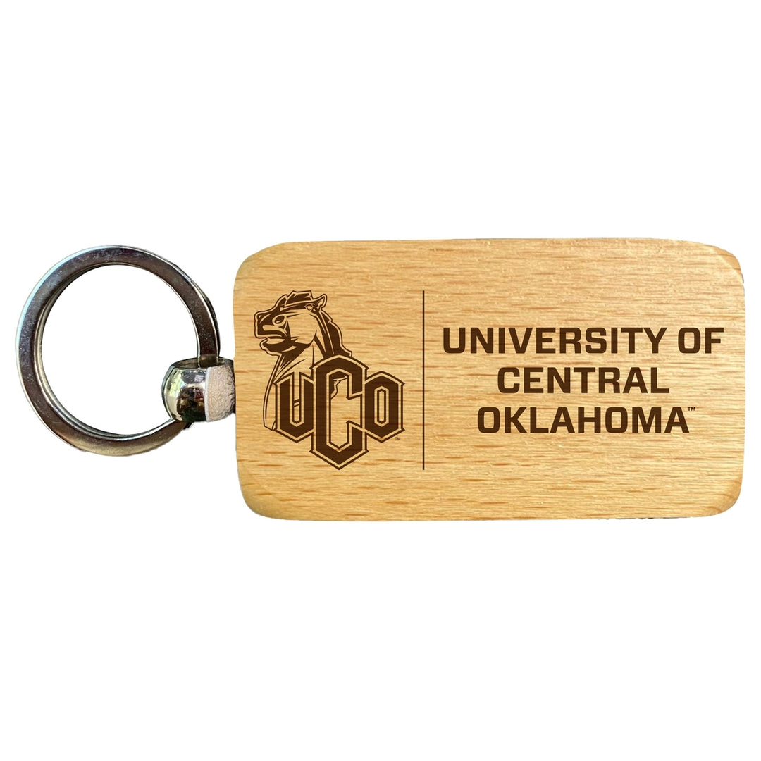 University of Central Oklahoma Bronchos 2.5 x 1-Inch Engraved Wooden Keychain Officially Licensed Collegiate Product Image 1