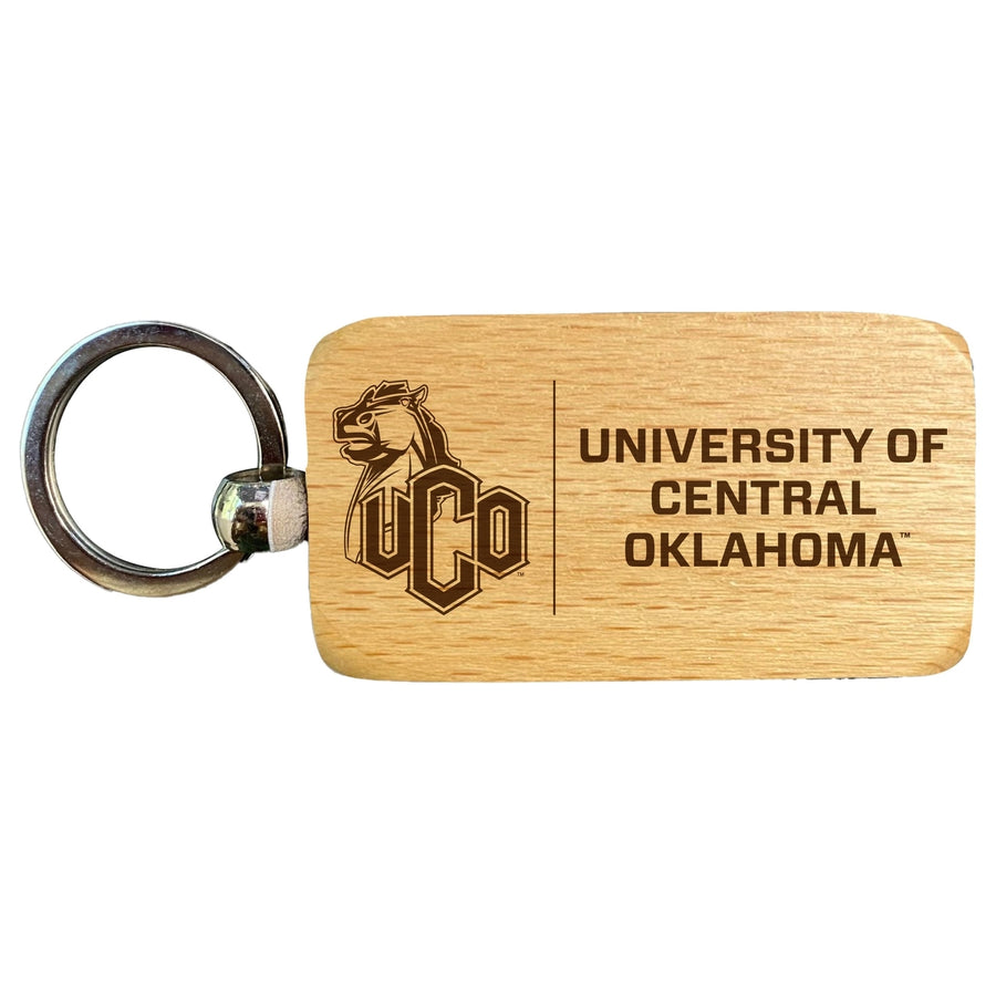 University of Central Oklahoma Bronchos 2.5 x 1-Inch Engraved Wooden Keychain Officially Licensed Collegiate Product Image 1