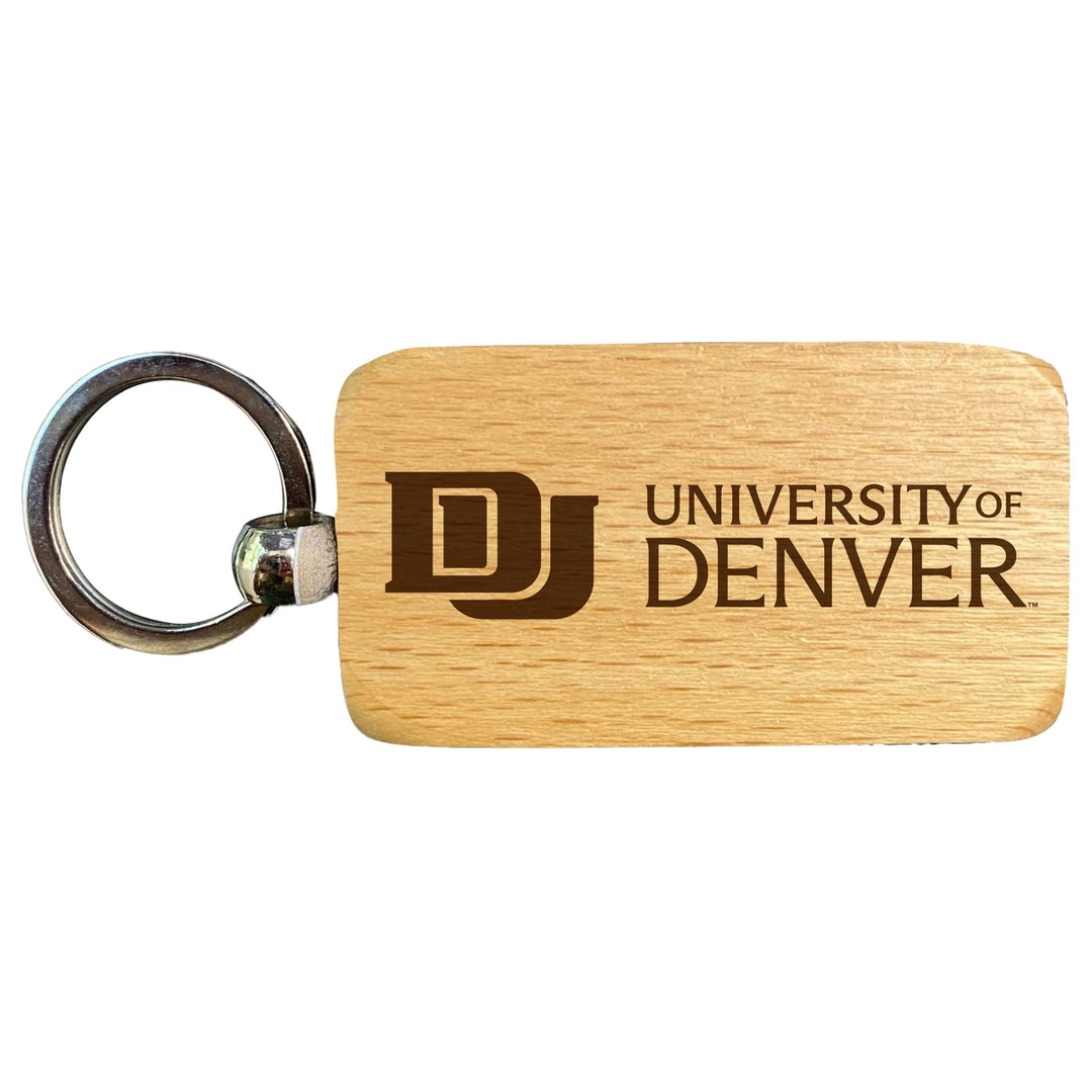 University of Denver Pioneers 2.5 x 1-Inch Engraved Wooden Keychain Officially Licensed Collegiate Product Image 1