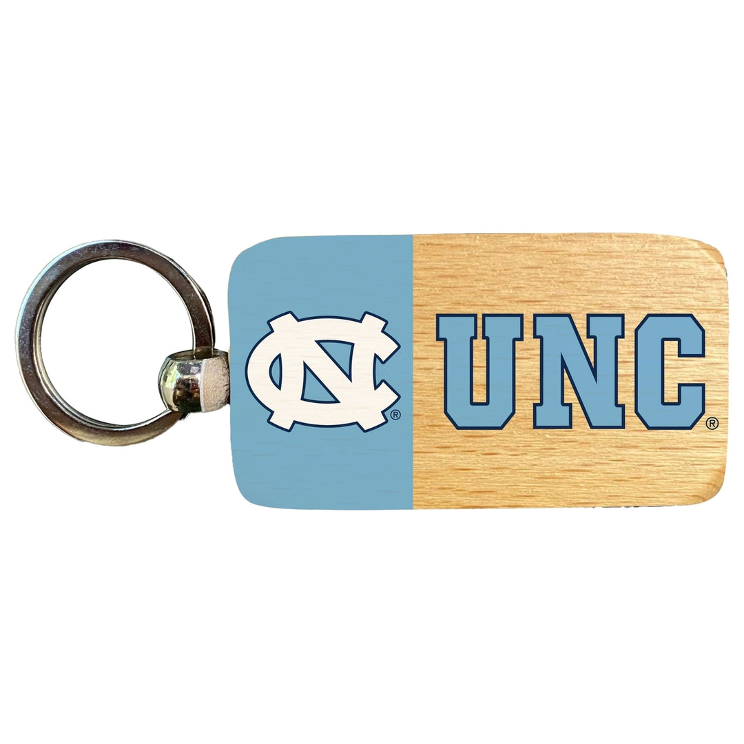 UNC Tar Heels 2.5 x 1-Inch Wooden Keychain Officially Licensed Collegiate Product Image 1