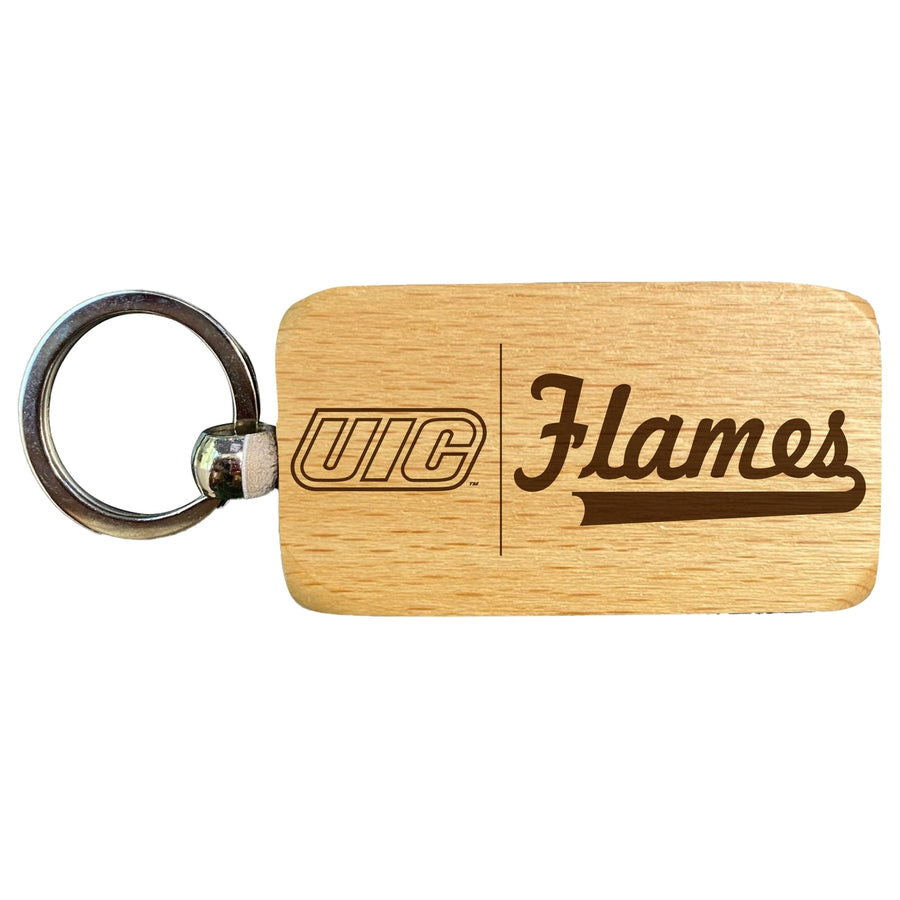 University of Illinois at Chicago 2.5 x 1-Inch Engraved Wooden Keychain Officially Licensed Collegiate Product Image 1