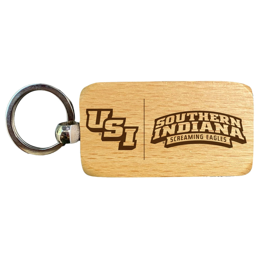 University of Southern Indiana 2.5 x 1-Inch Engraved Wooden Keychain Officially Licensed Collegiate Product Image 1